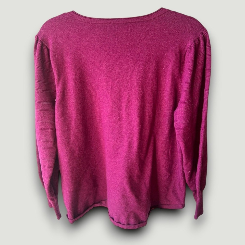 Chico's Womens Sweater Magenta Sz 3 XL Office Chic Stretch Minimalist Classic - Picture 3 of 6
